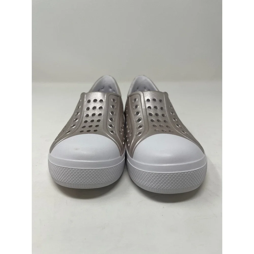 Wonder Nation Slip On Water Shoes Kids 11-12 Champagne Gold Excellent Perforated